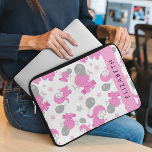 Mönster om Rosa elefanter, stjärnor, ditt namn Laptop Fodral