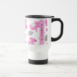 Mönster om Rosa elefanter, stjärnor, ditt namn Resemugg