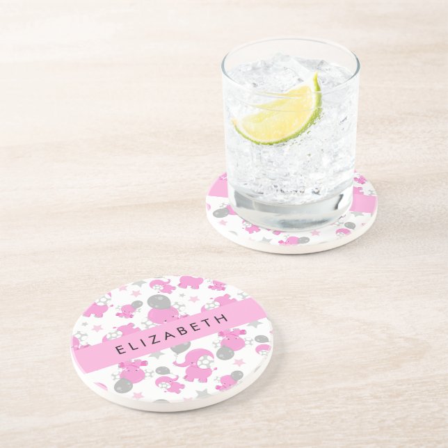 Mönster om Rosa elefanter, stjärnor, ditt namn Underlägg (Sidan)