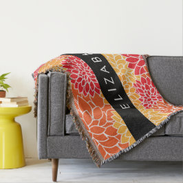 Mönster, Orange Dahlia, ditt namn Filt