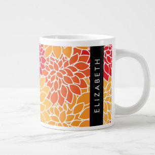 Mönster, Orange Dahlia, ditt namn Jumbo Mugg