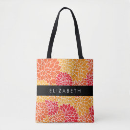 Mönster, Orange Dahlia, ditt namn Tygkasse