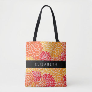 Mönster, Orange Dahlia, ditt namn Tygkasse
