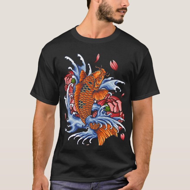 Monster Orange Dragon Fish on T-Shirt (Framsida)