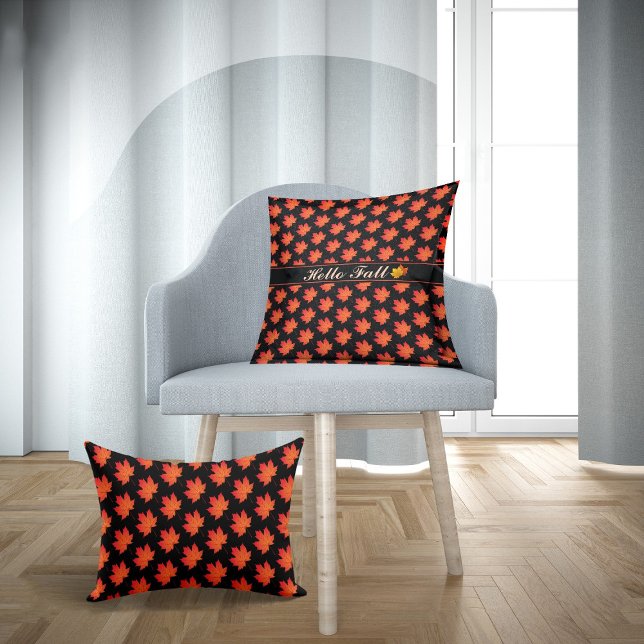 Mönster orange hösten löv Dekorativ kudde (Skapare uppladdad)