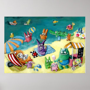 Monster på stranden poster