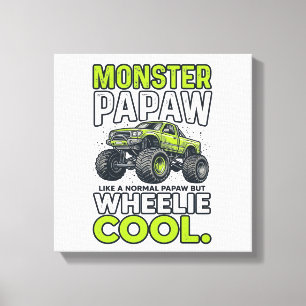 Monster Papaw Rullande Cool Rolig Monster Truck De Canvastryck