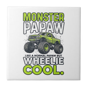 Monster Papaw Wheelie Cool Rolig Monster Truck Des Kakelplatta