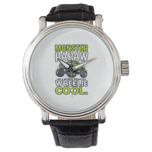 Monster Papaw Wheelie Cool Roligt Monster Truck De Armbandsur