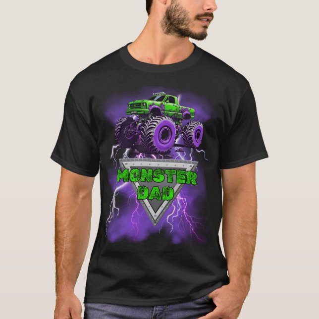 Monster Pappa-Monster Lastbil Manar Kistskjorta T Shirt (Framsida)