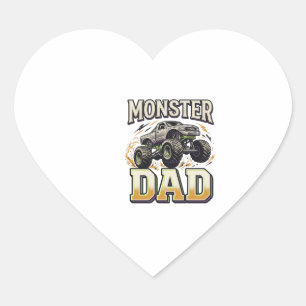 Monster Pappa Monster Truck Vintage Vector Tröja D Hjärtformat Klistermärke
