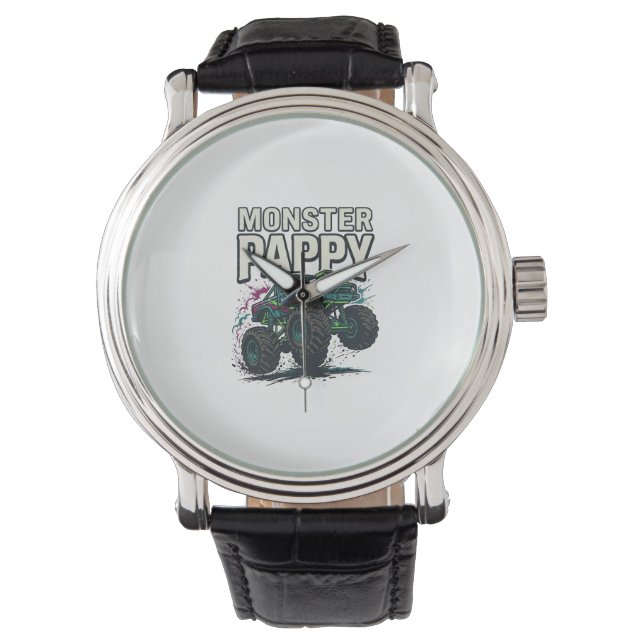 Monster Pappy Monster Truck Retro Vektor Design_ Armbandsur (Framsida)