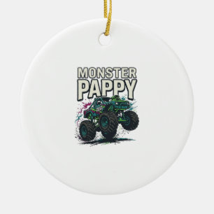 Monster Pappy Monster Truck Retro Vektor Design_ Julgransprydnad Keramik