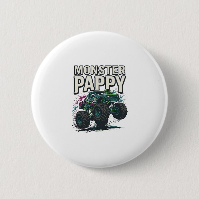 Monster Pappy Monster Truck Retro Vektor Design_ Knapp (Framsida)