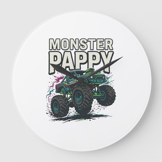 Monster Pappy Monster Truck Retro Vektor Design_ Stor Klocka (Framsida)