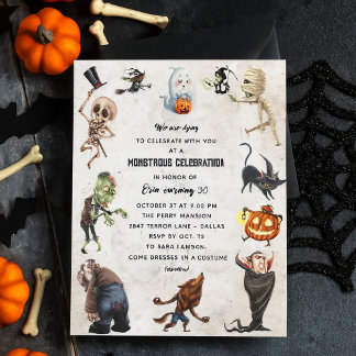 Monster Party-inbjudan - Monstrous Halloween Inbjudningar