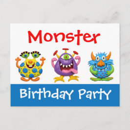Monster Party Inbjudan Vykort
