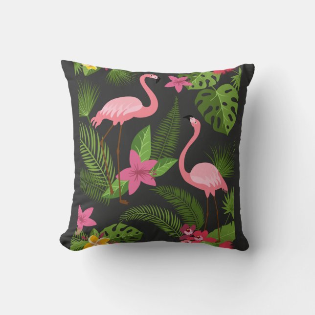 Mönster Peacock Rosa med Flower T-Shirt Kudde (Framsida)