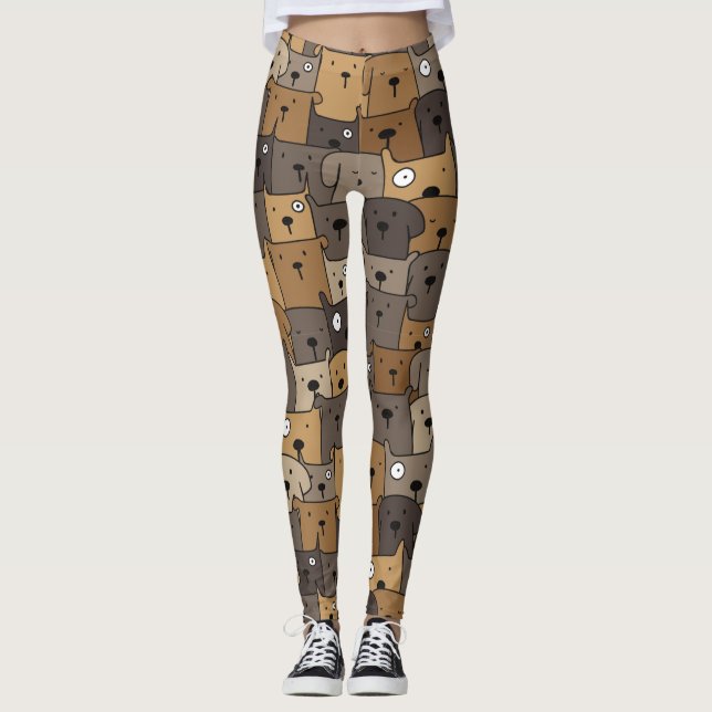 Mönster Pets Cute Hundar Älskare Leggings (Framsida)