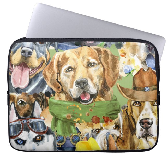 Mönster Pets Hundar Animals Älskare Laptop Fodral (Framsidan)