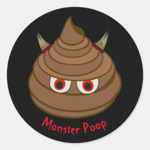 Monster Poop Emoji Sticker Runt Klistermärke