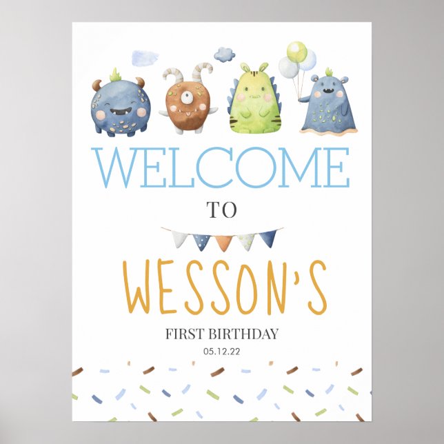 Monster Poster, Monster-välkomsttecken Poster (Framsidan)