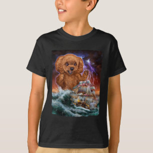 Monster Pudel Hund som Kraken attackerar en Frakt  T Shirt