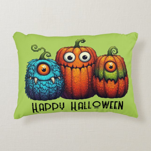 Monster Pumpkins Prydnadskudde (Framsidan)