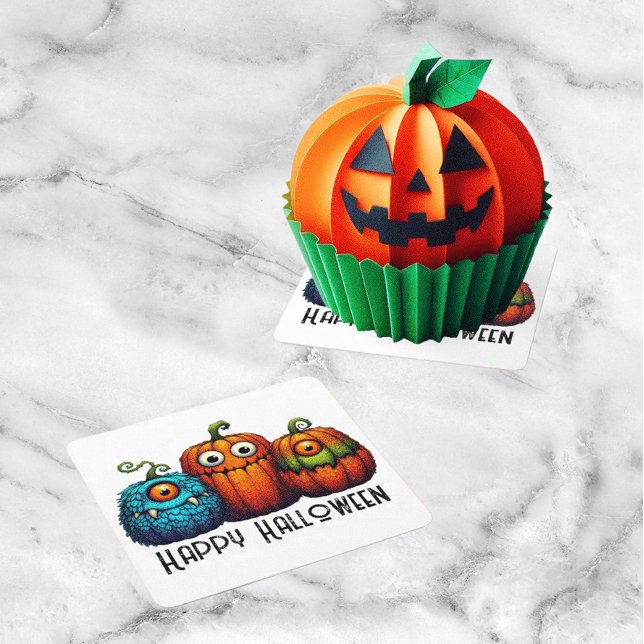 Monster Pumpkins Underlägg Papper Kvadrat (Party time!)