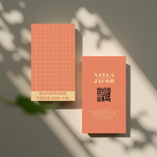 Mönster QR-kod för modern Orange Kontrollerad Visitkort