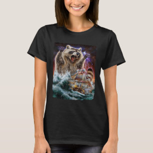 Monster Raccoon as Kraken attackerar en Frakt i Kr T Shirt