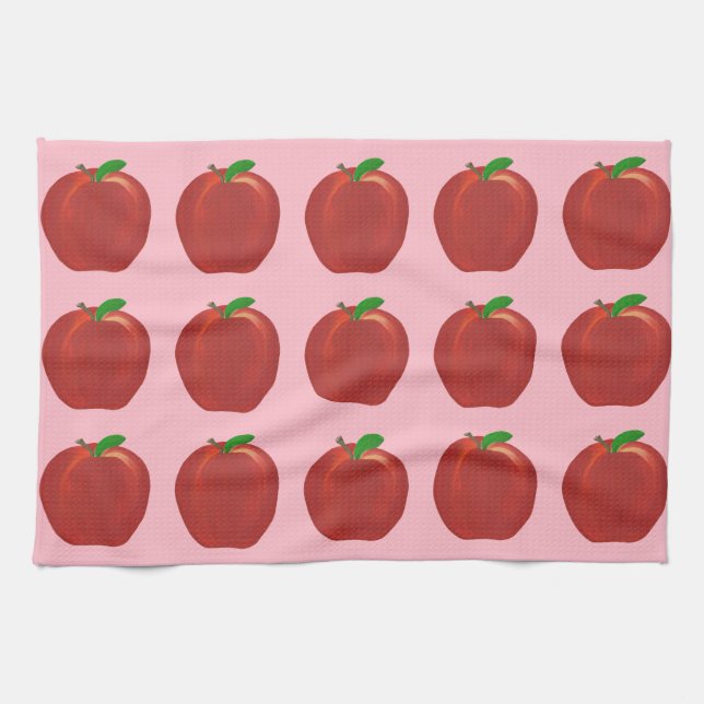 Mönster Red Apples Grönt Lövs Köksindukar för  Kökshandduk (Horisontell)