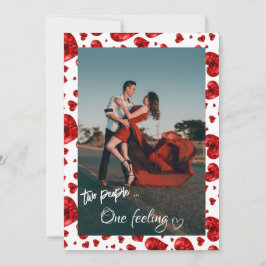 Mönster Red Hearts Valentine's Photo Helgdag Card Tack Kort