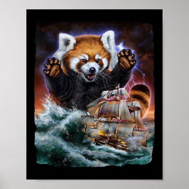 Monster Red Panda as Kraken Attack A Krig Frakt vi Poster (Framsidan)