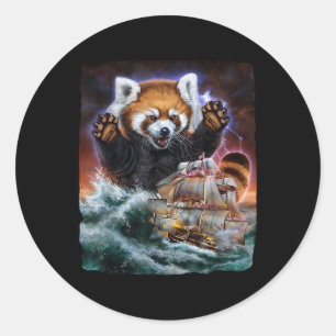 Monster Red Panda as Kraken Attack A Krig Frakt vi Runt Klistermärke