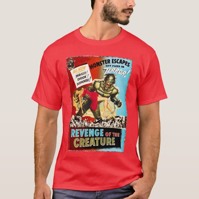Monster Retro Skräck varelse vän T Shirt (Framsida)
