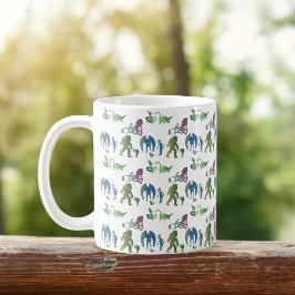 Monster Reunion Funny Ombre Creature Blue Grönt Kaffemugg