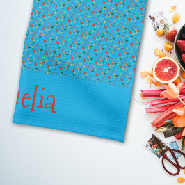 Mönster röd gult mini-sköldpaddor kökshandduk