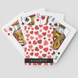 Mönster, röda hjärtan, ditt namn casinokort