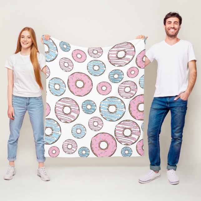 Mönster, Rosa Donuts, blå Donuts Fleecefilt (På plats)
