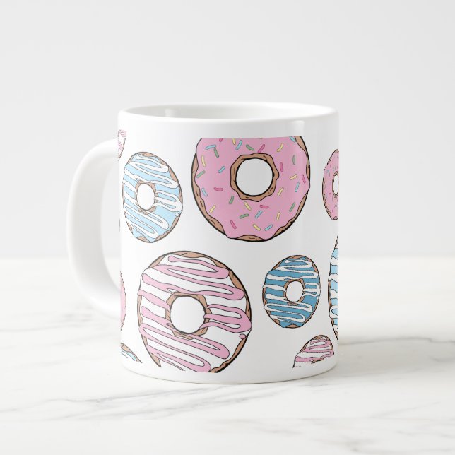 Mönster, Rosa Donuts, blå Donuts Jumbo Mugg (Framsida vänster)