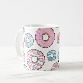Mönster, Rosa Donuts, blå Donuts Kaffemugg