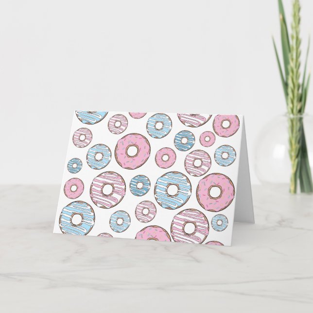 Mönster, Rosa Donuts, blå Donuts Kort (Framsida)