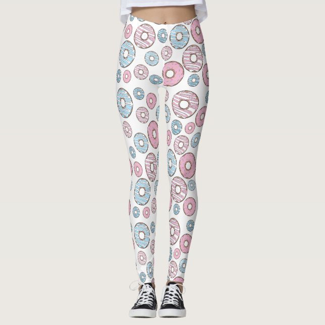 Mönster, Rosa Donuts, blå Donuts Leggings (Framsida)