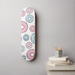 Mönster, Rosa Donuts, blå Donuts Mini Skateboard Bräda 18,5 Cm