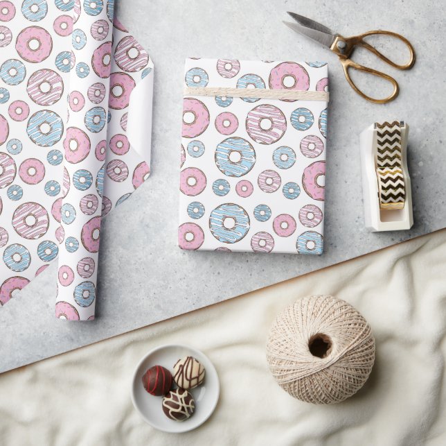 Mönster, Rosa Donuts, blå Donuts Presentpapper (Hantverk)