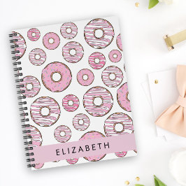 Mönster, Rosa Donuts, Icing, ditt namn Anteckningsbok