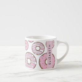 Mönster, Rosa Donuts, Icing, ditt namn Espressomugg