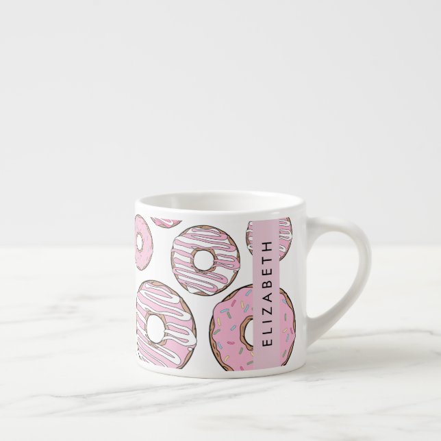 Mönster, Rosa Donuts, Icing, ditt namn Espressomugg (Höger)