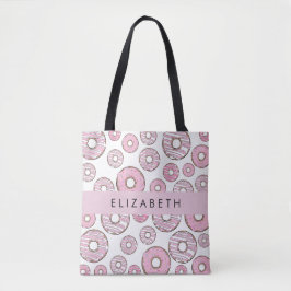Mönster, Rosa Donuts, Icing, ditt namn Tygkasse